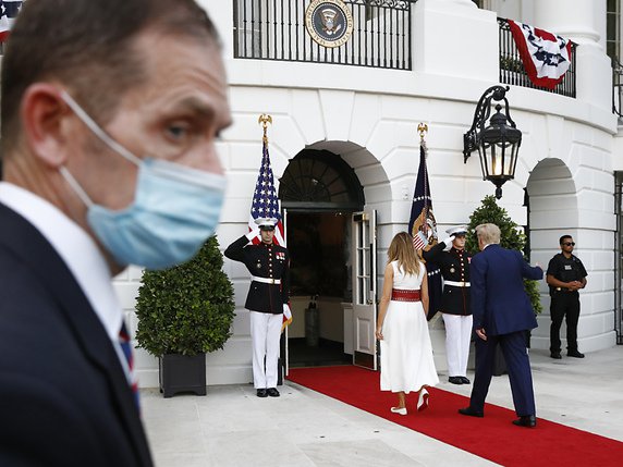 Le président américain Donald Trump a assuré que la pandémie était "sur le point" de s'achever. © KEYSTONE/AP/Patrick Semansky