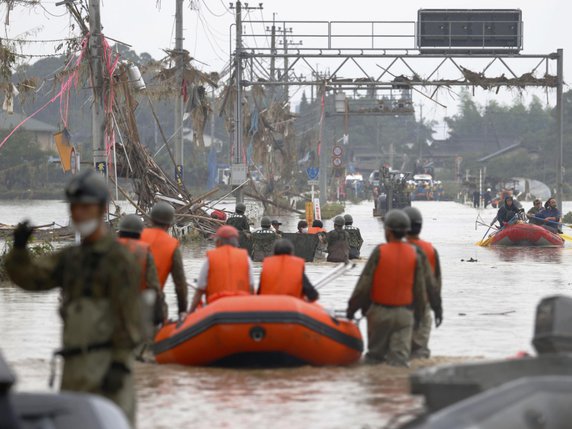 Onze personnes sont toujours portées disparues sur l'île de Kyushu après des pluies diluviennes. © KEYSTONE/AP